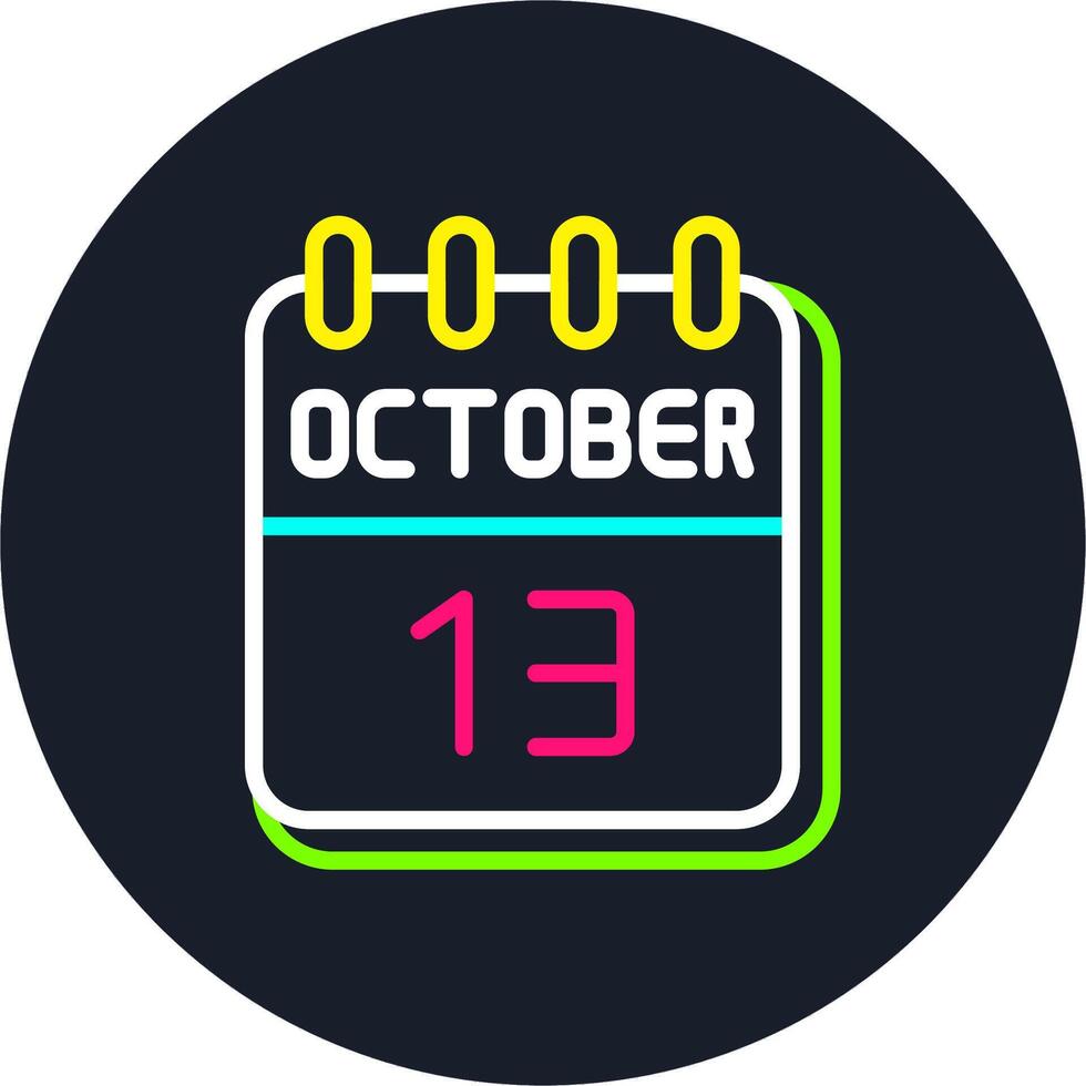 13 October Line Two Colour Icon Design vector