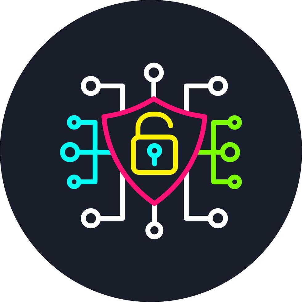 Cyber Security Line Multi Color Design vector