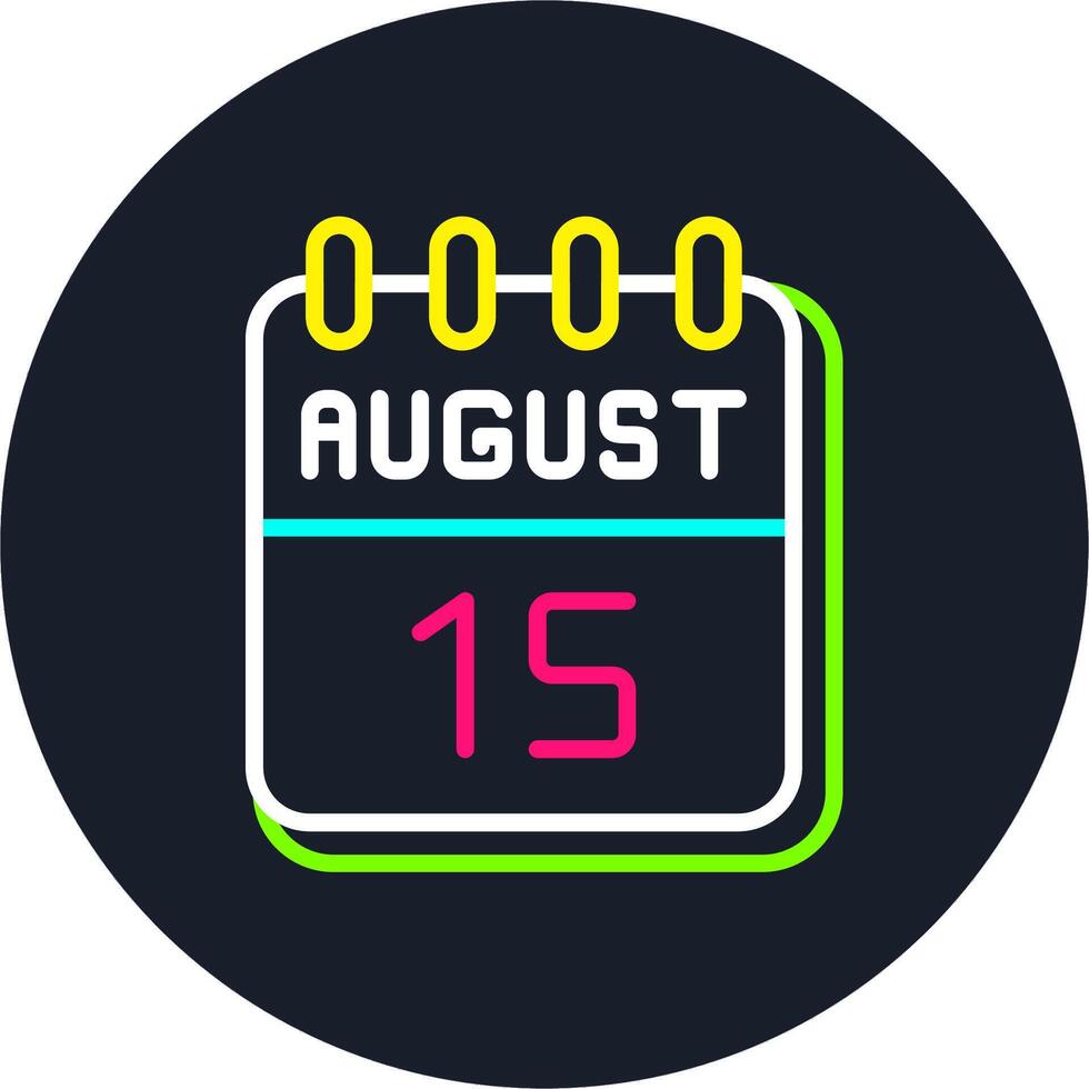15 August Line Two Colour Icon Design vector