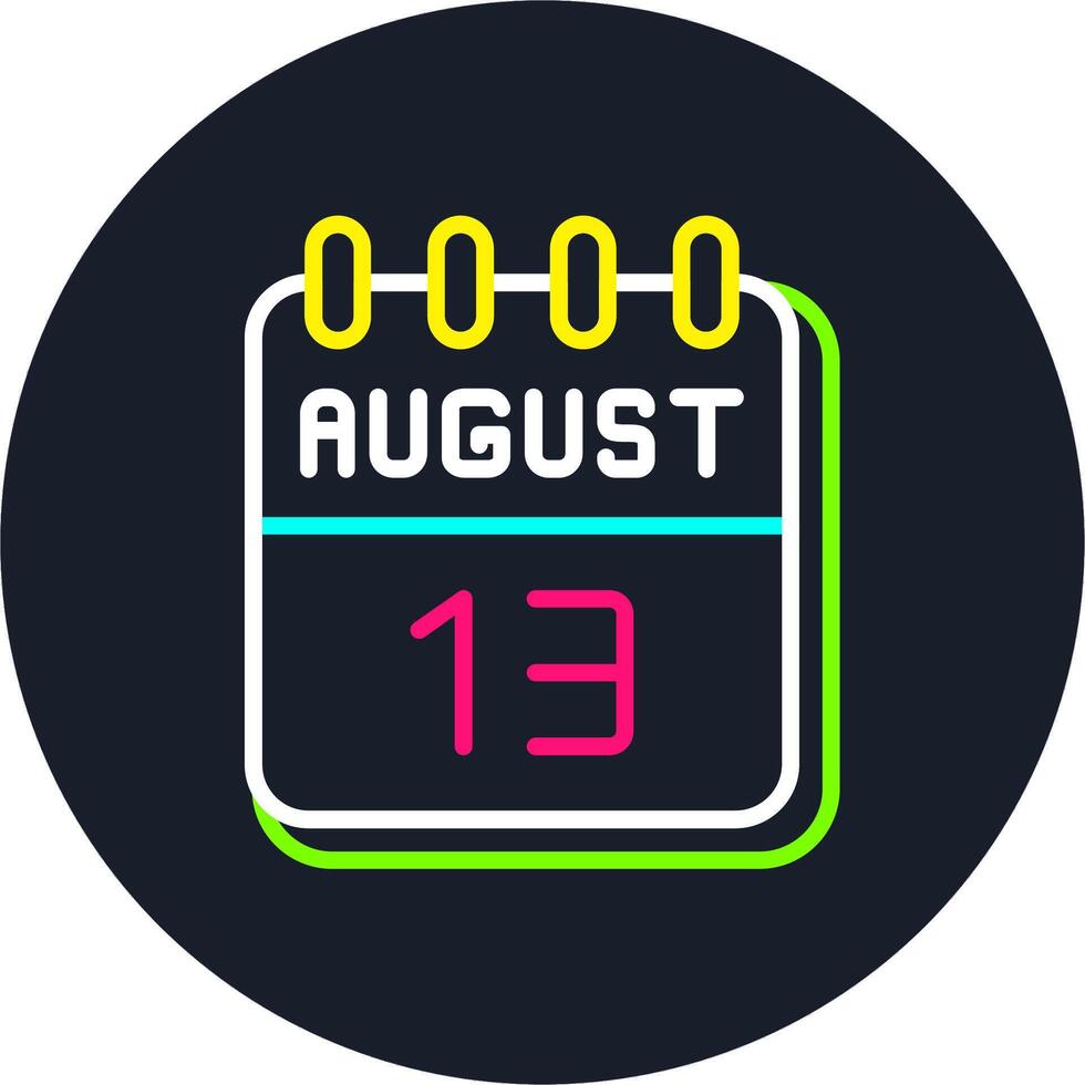 13 August Line Two Colour Icon Design vector