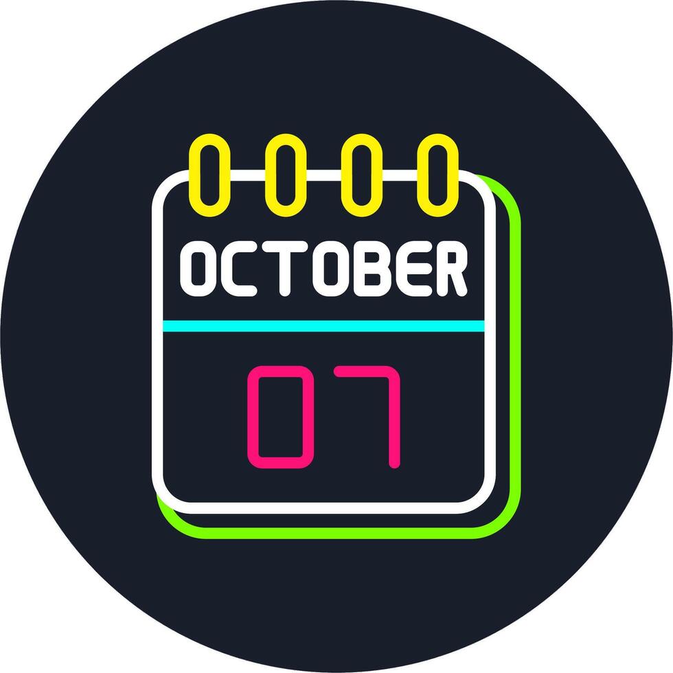 7 October Line Two Colour Icon Design vector