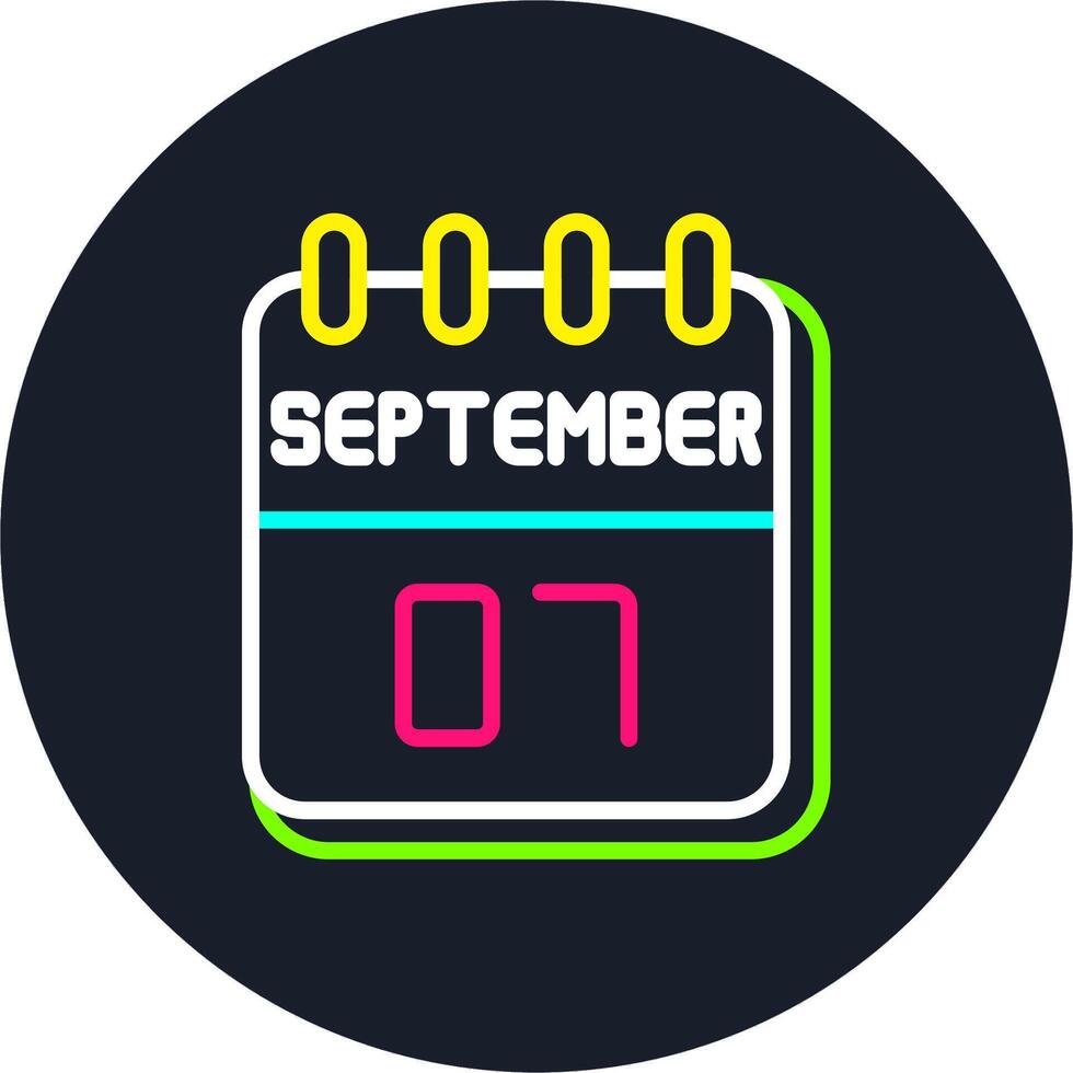 7 September Line Two Colour Icon Design vector