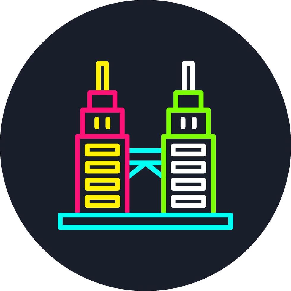 Petronas Twin Tower Line Multi Color Design vector