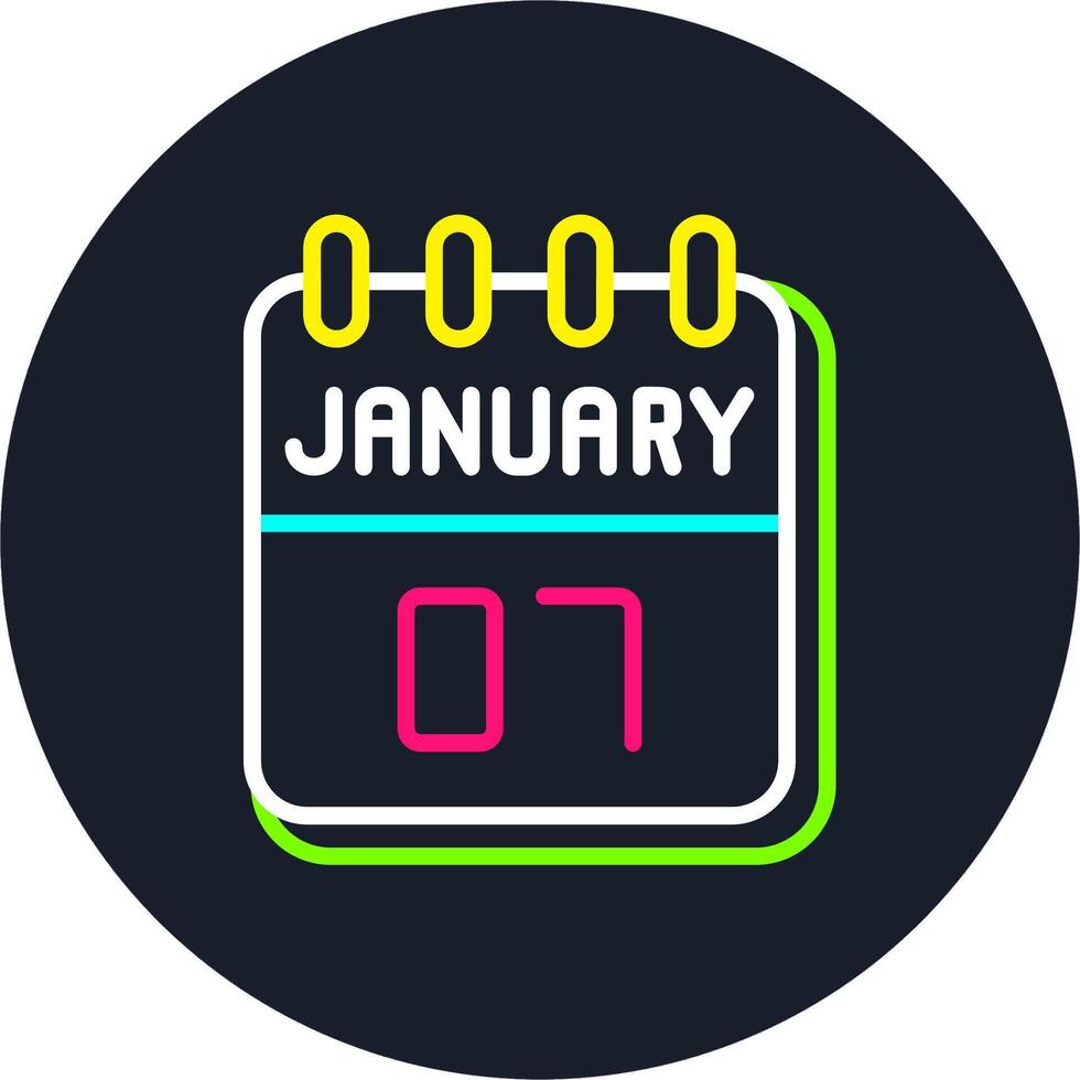 7 January Line Two Colour Icon Design vector