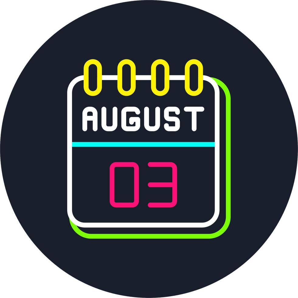 3 August Line Two Colour Icon Design vector
