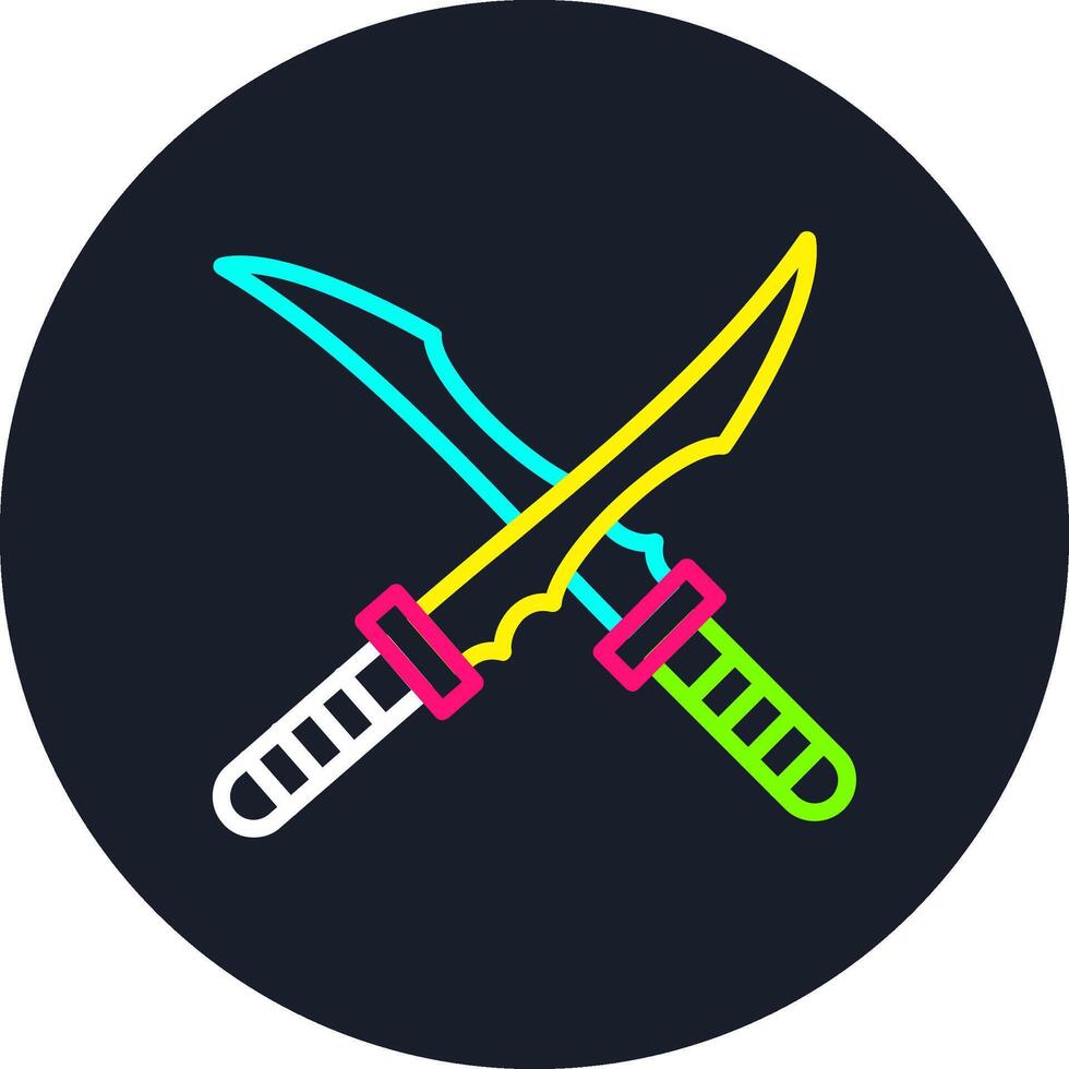 Ninja Sword Line Multi Color Design vector