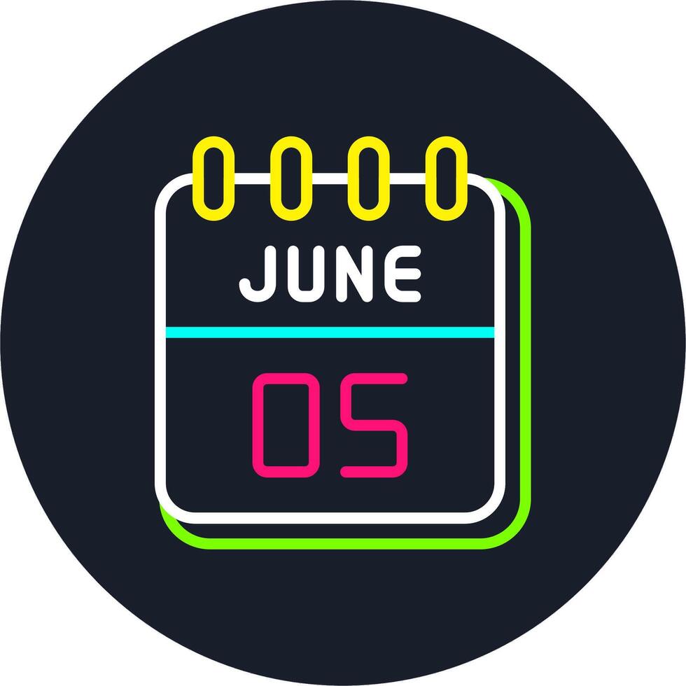 5 June Line Two Colour Icon Design vector