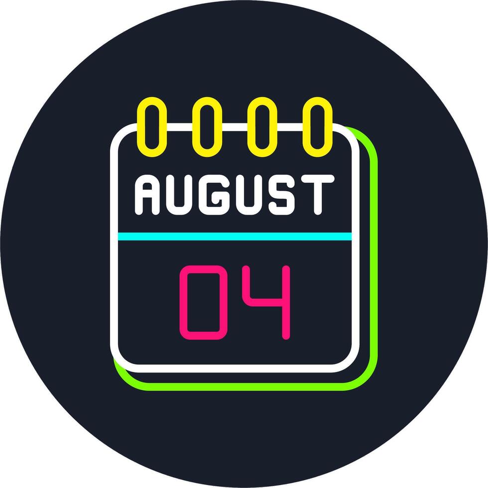 4 August Line Two Colour Icon Design vector