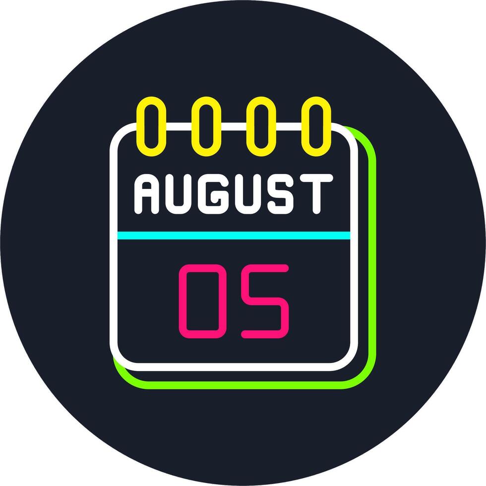 5 August Line Two Colour Icon Design vector