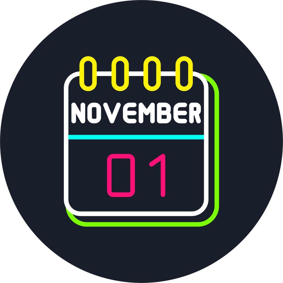 1 November Line Two Colour Icon Design vector