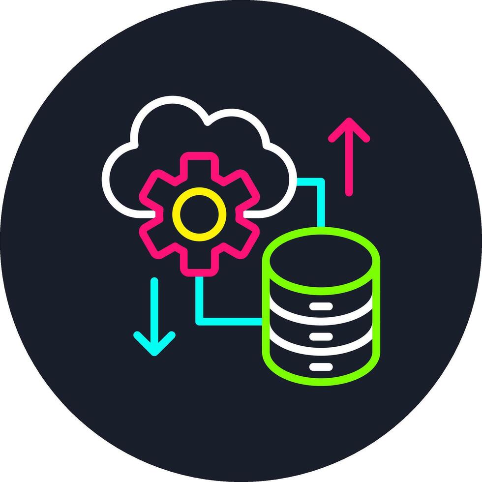 Cloud Database Line Multi Color Design vector