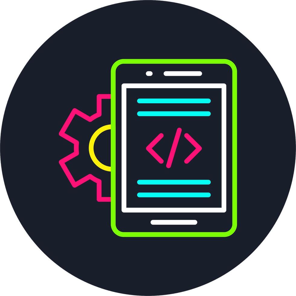 Mobile App Developer Line Multi Color Design vector