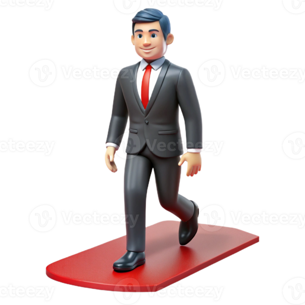 A figurine of a man in a suit walking png