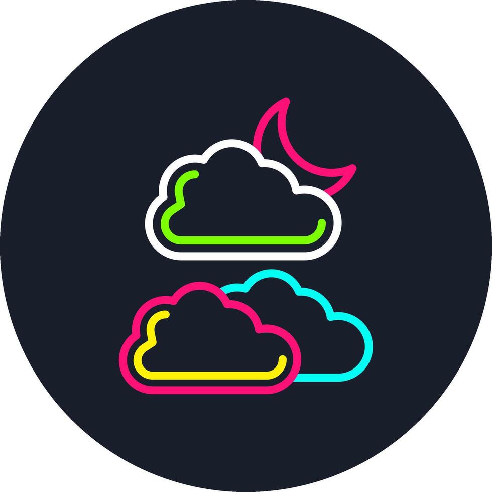 Cloudy Night Line Multi Color Design vector