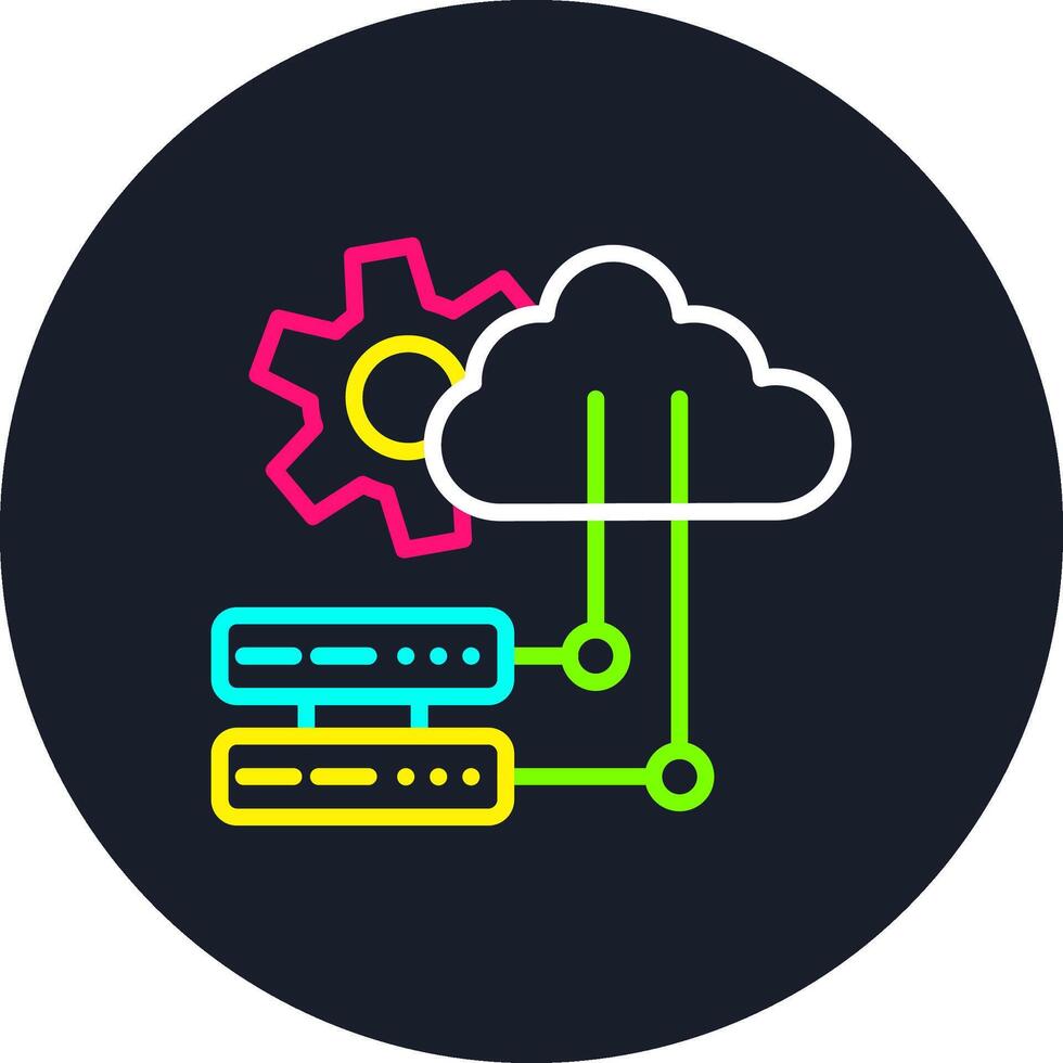 Cloud Server Line Multi Color Design vector