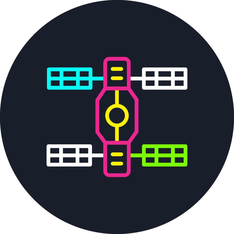 Space Station Line Multi Color Design vector