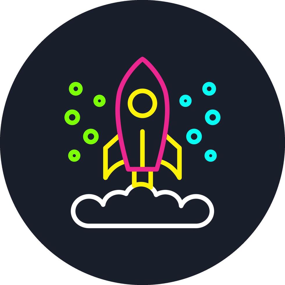 Rocket Launch Line Multi Color Design vector
