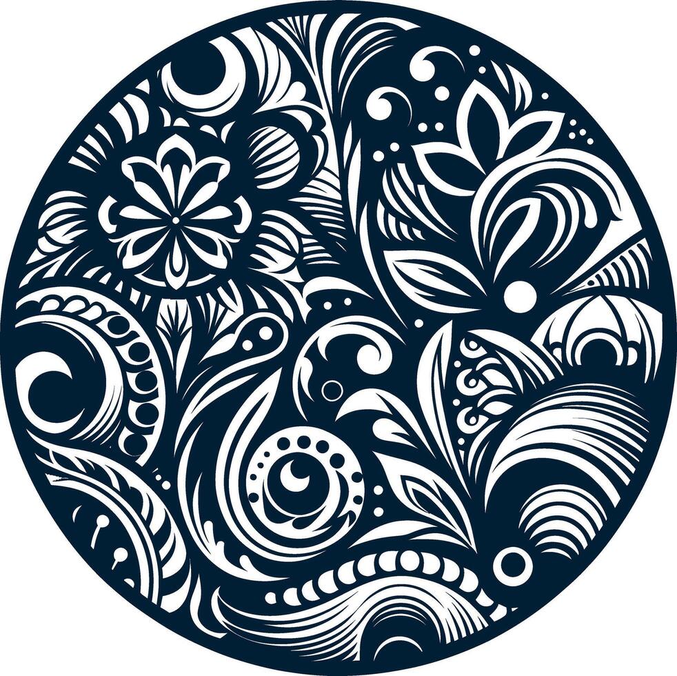 Mandala design, round geometrical shape decorative Floral design Silhouette Motif Pattern, round shape Flower design elements vector