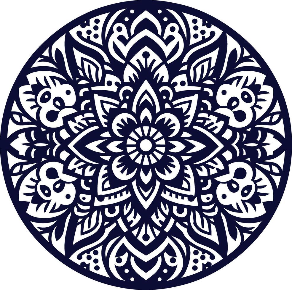 round shape Flower design, round geometrical shape decorative Floral design Silhouette Motif Pattern vector
