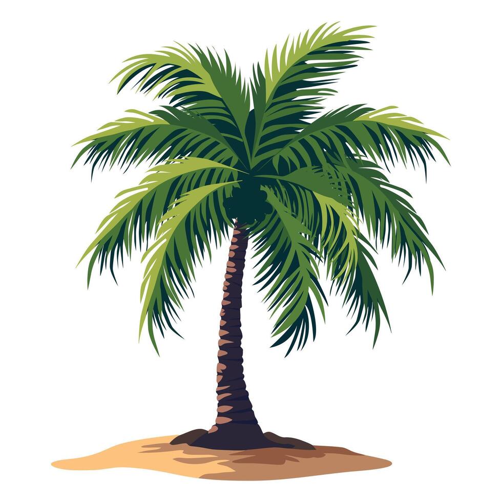 Palm trees on the beach detail flat illustration isolated on a white background vector