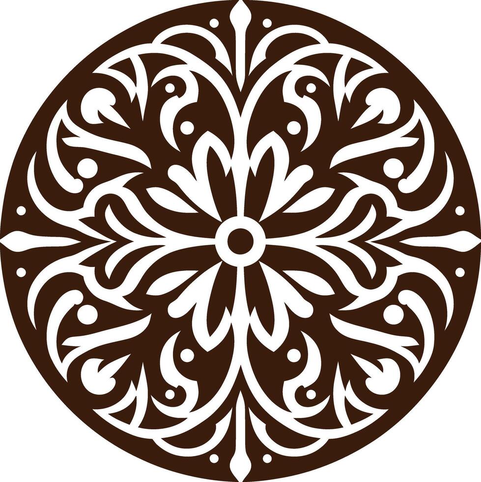 A Circular Mandala Concept round geometrical shape decorative Floral design Silhouette Motif Pattern vector
