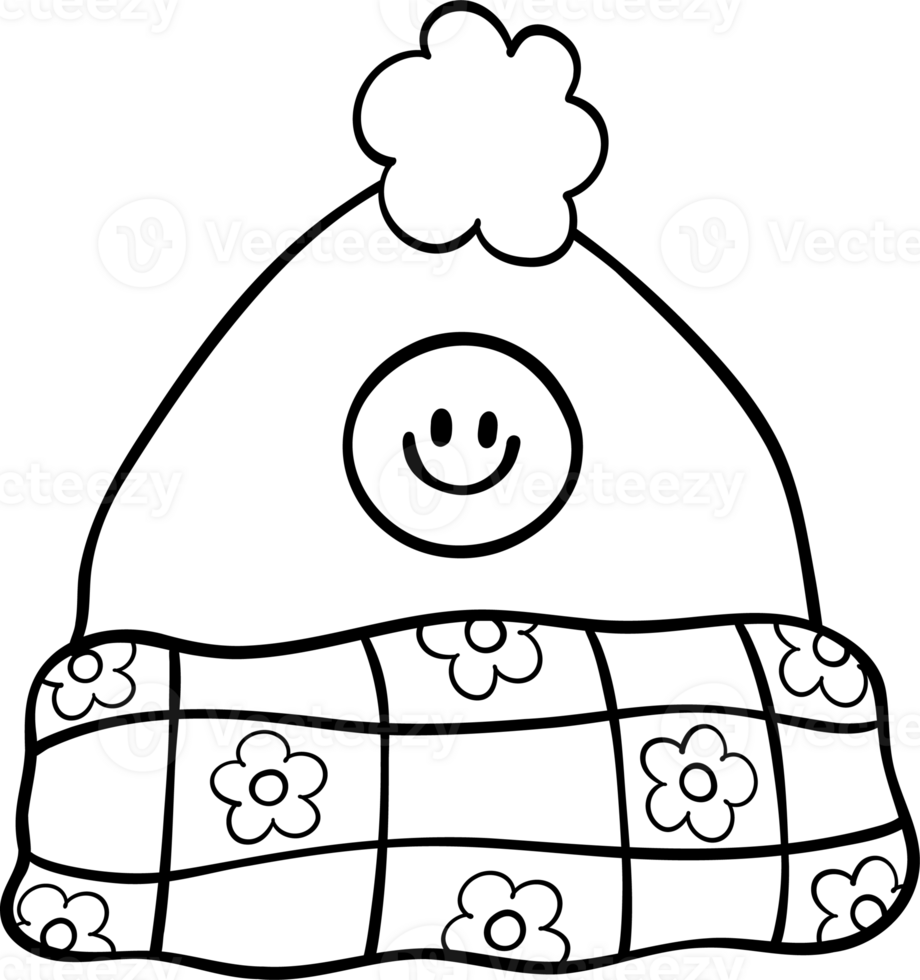 Groovy Winter beannie Doodle Coloring Image png