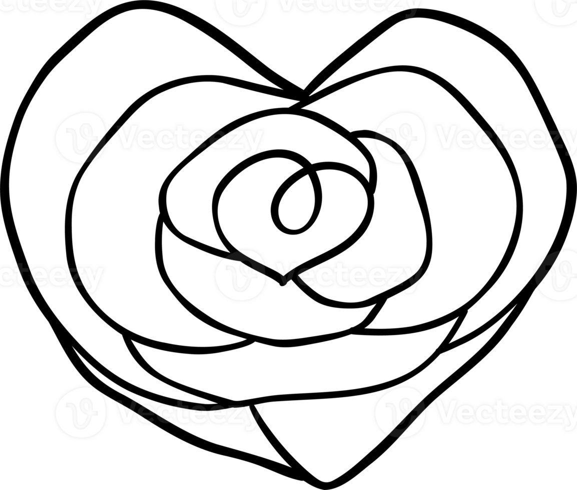 Retro Roses in Heart Shape decorative coloring image png