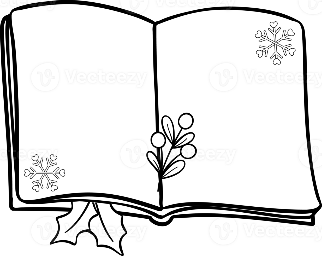 Groovy Retro Winter Bookish open Book Coloring Image png