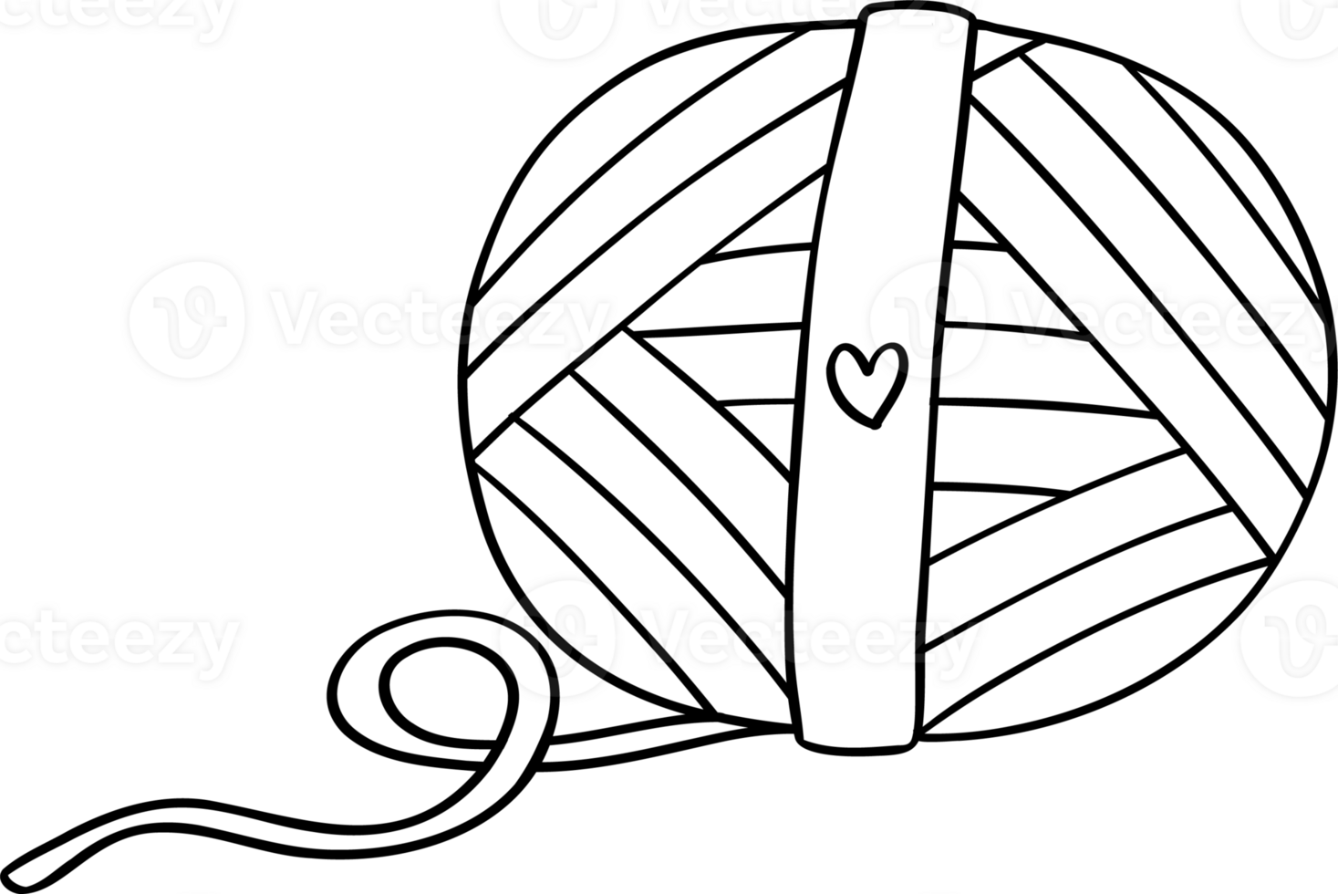 Groovy Retro Winter Yarn Ball doodle Coloring Image png