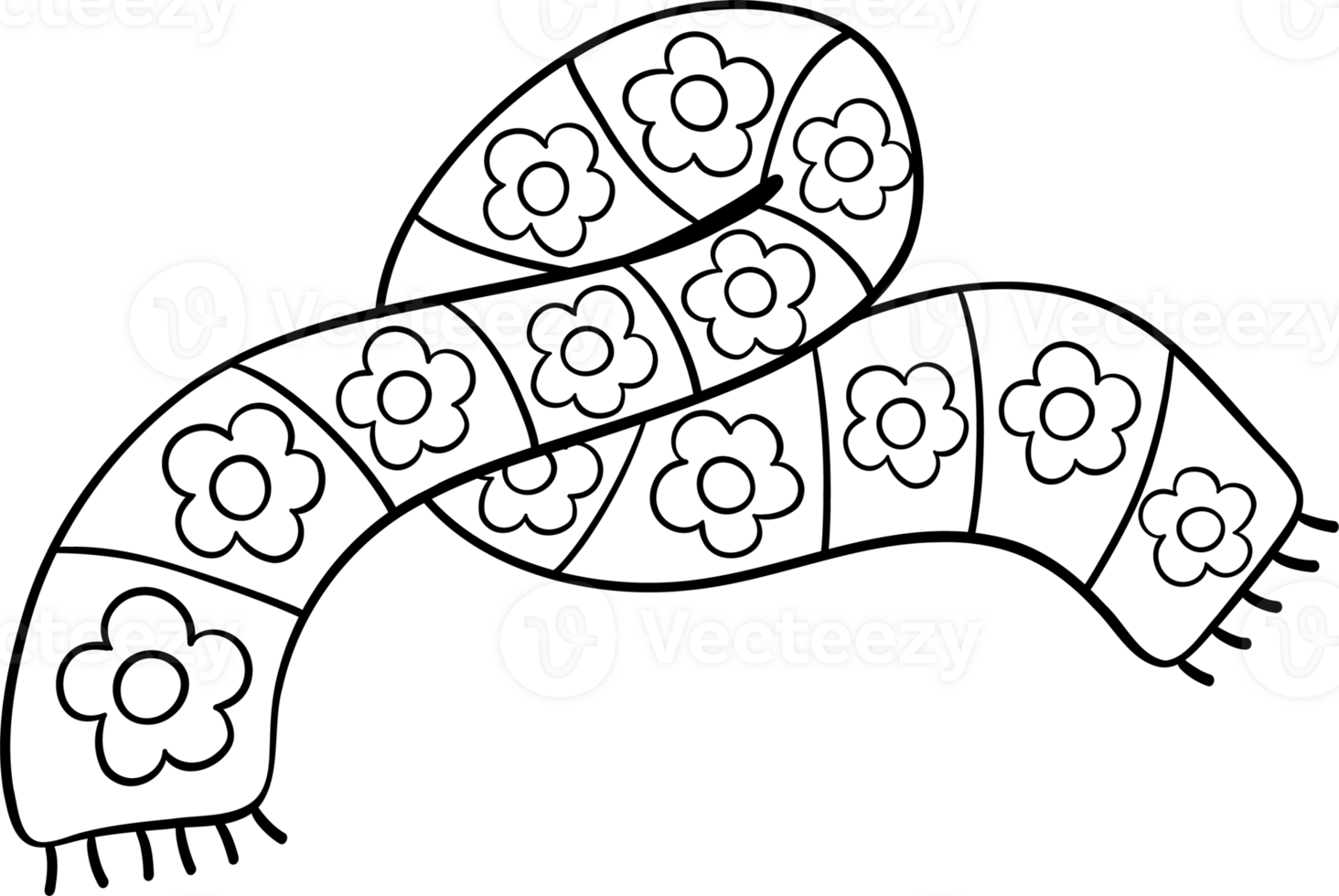 Groovy Winter scarf doodle Coloring Image png