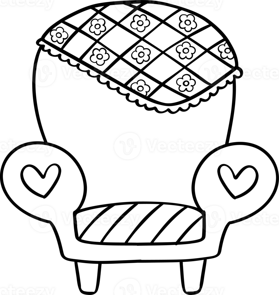 Cute Groovy Sofa Doodle Coloring Image png