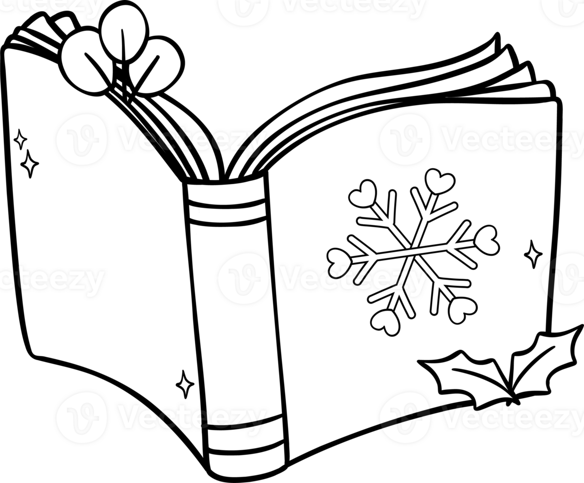 Groovy Retro Winter Bookish opened Book Coloring Image png