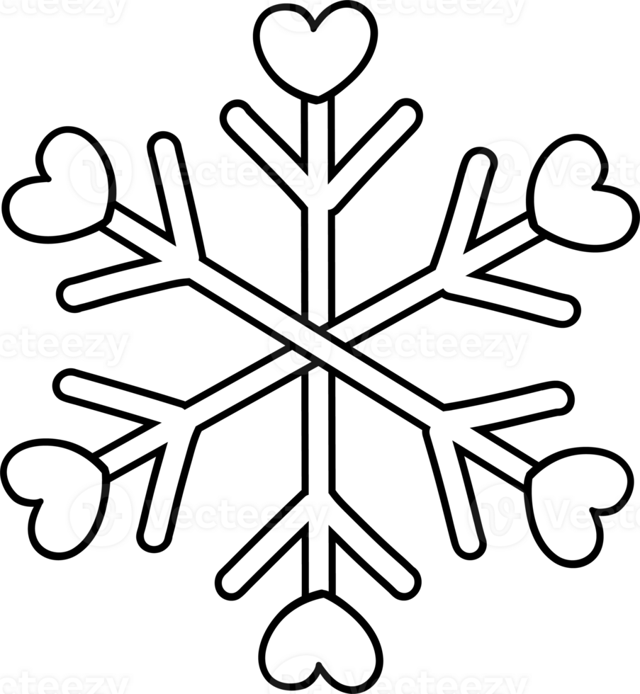 Winter heart snowflake Doodle Coloring Image png