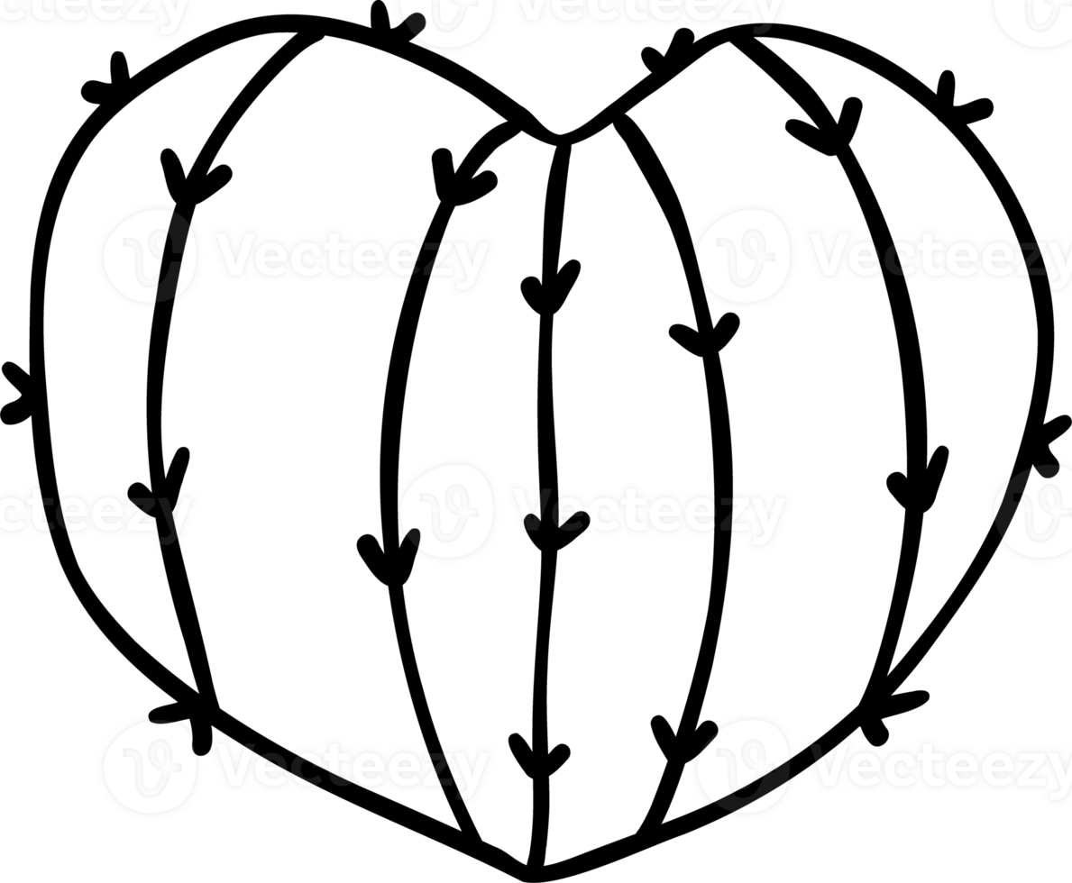 Retro Western Valentine Cactus Heart Shape Coloring Image png