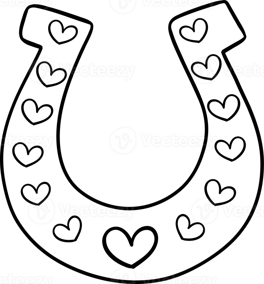 Retro Western Valentine Cowboy Horseshoe Heart Pattern Coloring Image png