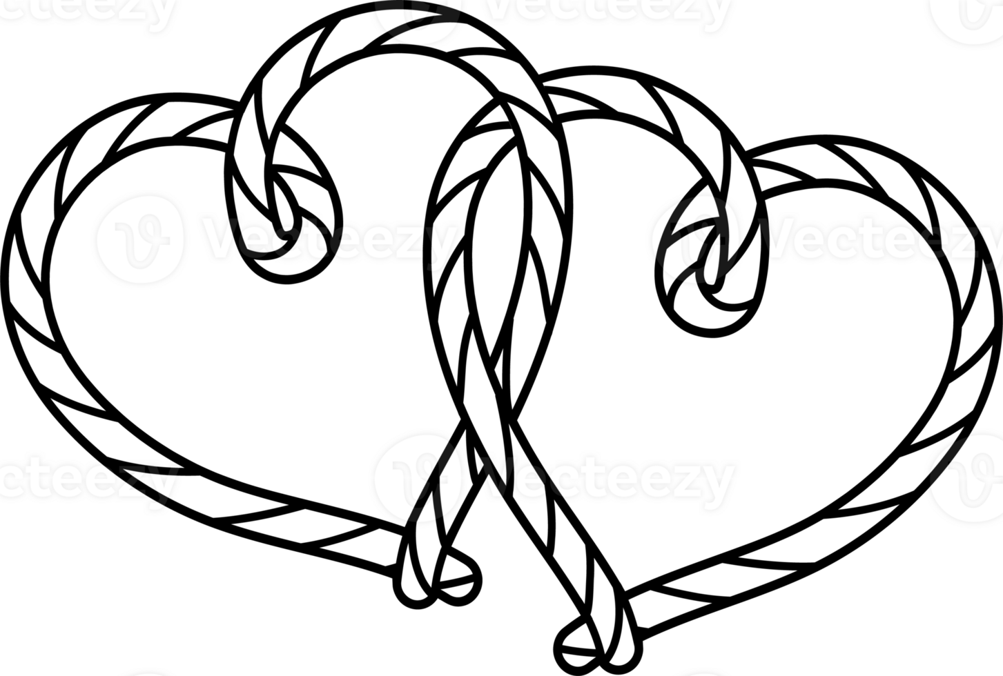 Retro Western Valentine Twin Lasso Rope in heart Shape Coloring Image png