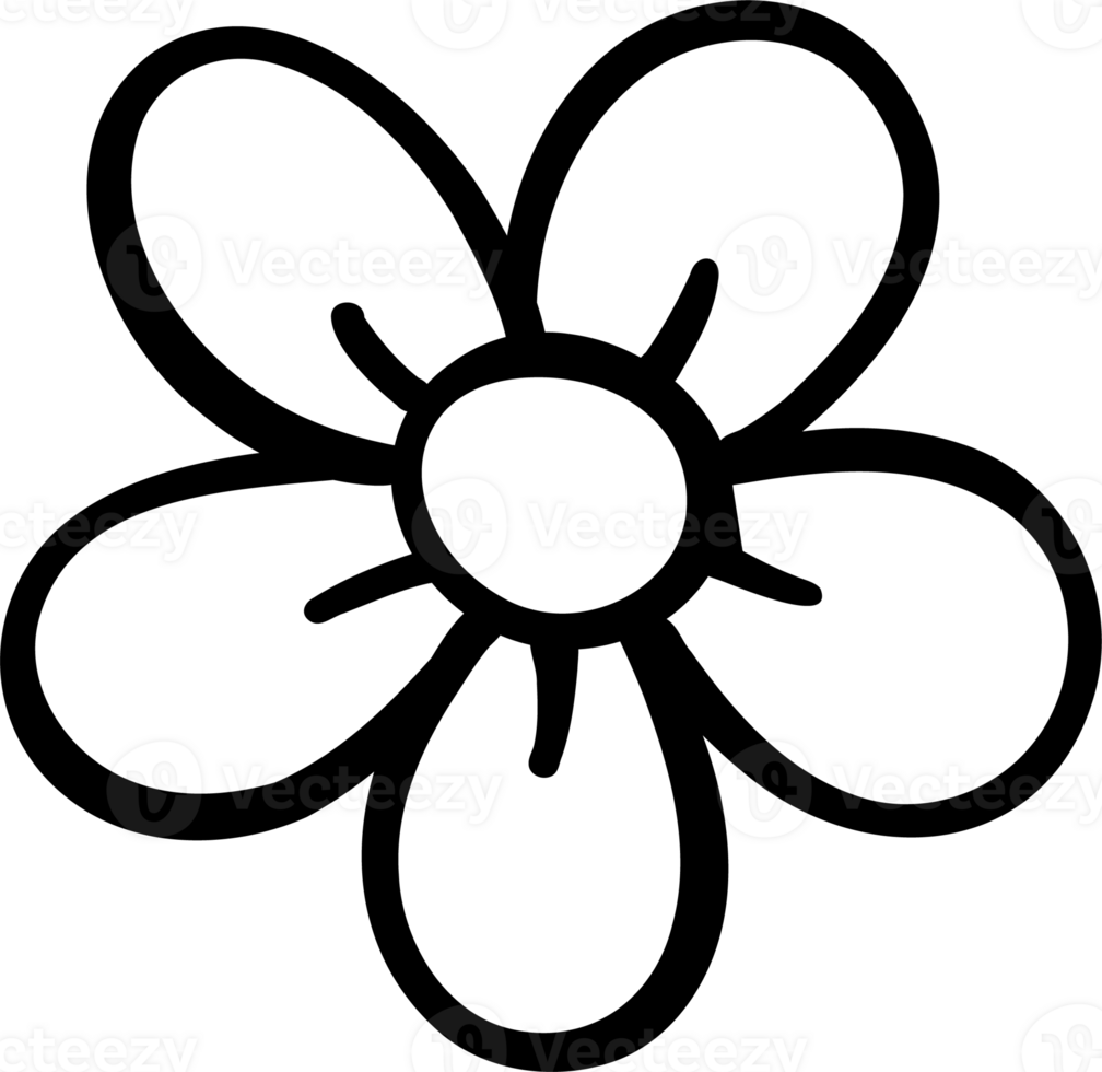 Retro Flower simple bold line coloring image png