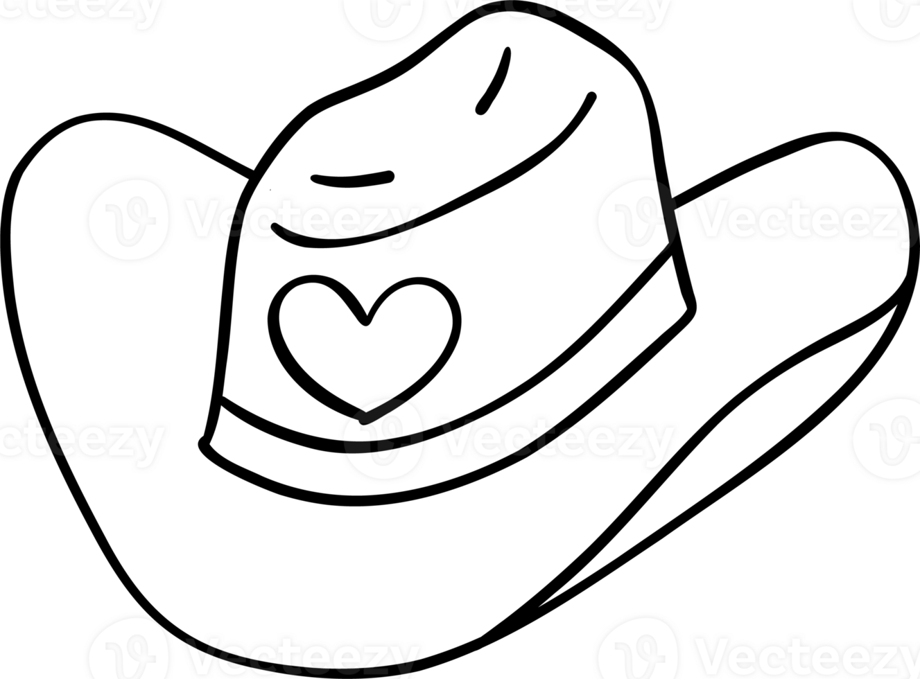 Cowboy Valentine Hat Heart coloring image png