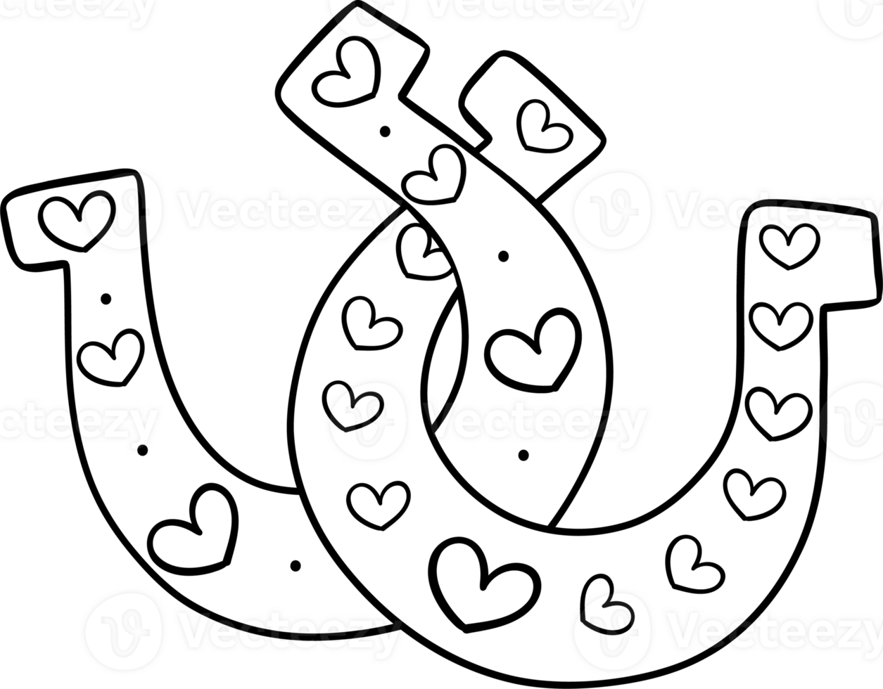 Retro Western Valentine Cowboy Horseshoe Twist Coloring Image png