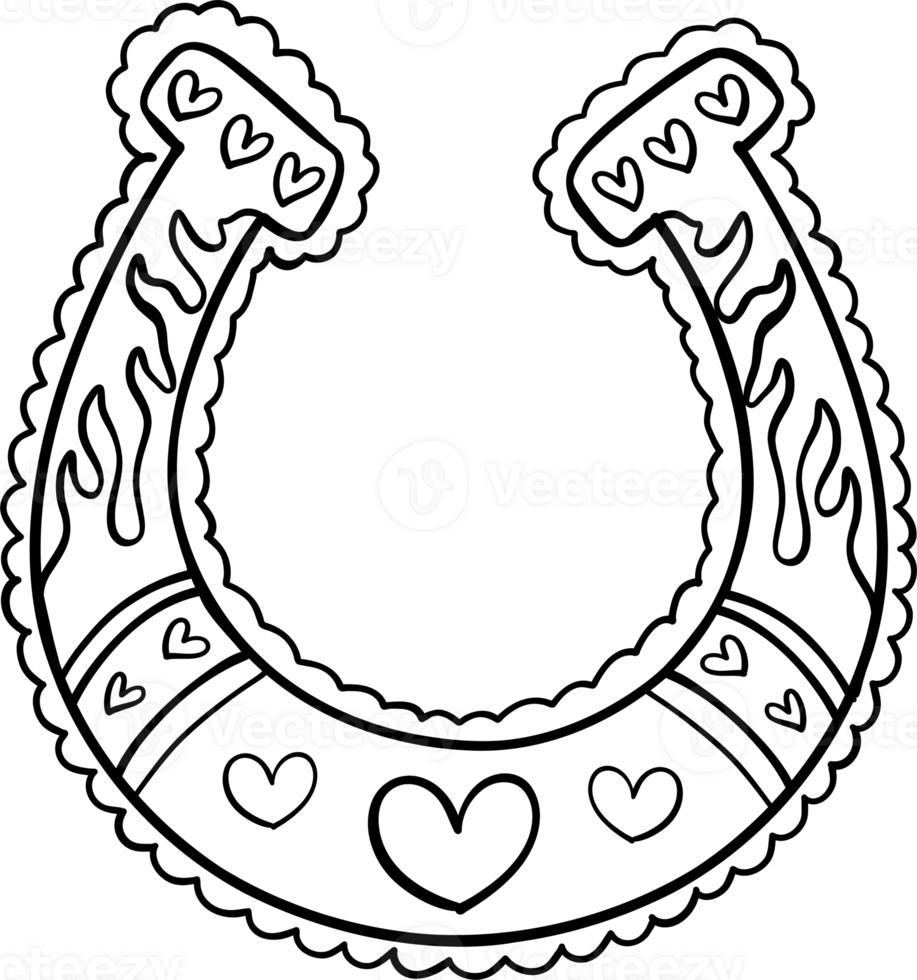 Retro Western Valentine Cowboy Horseshoe Coloring Image png