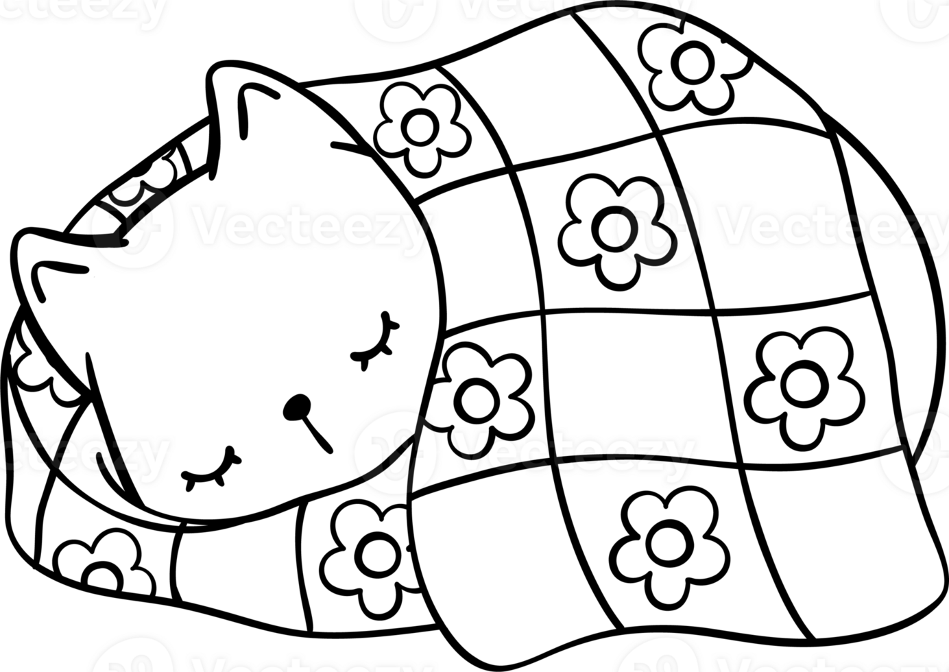 Retro Groovy Cat Bookish Sleeping Winter Coloring Image png
