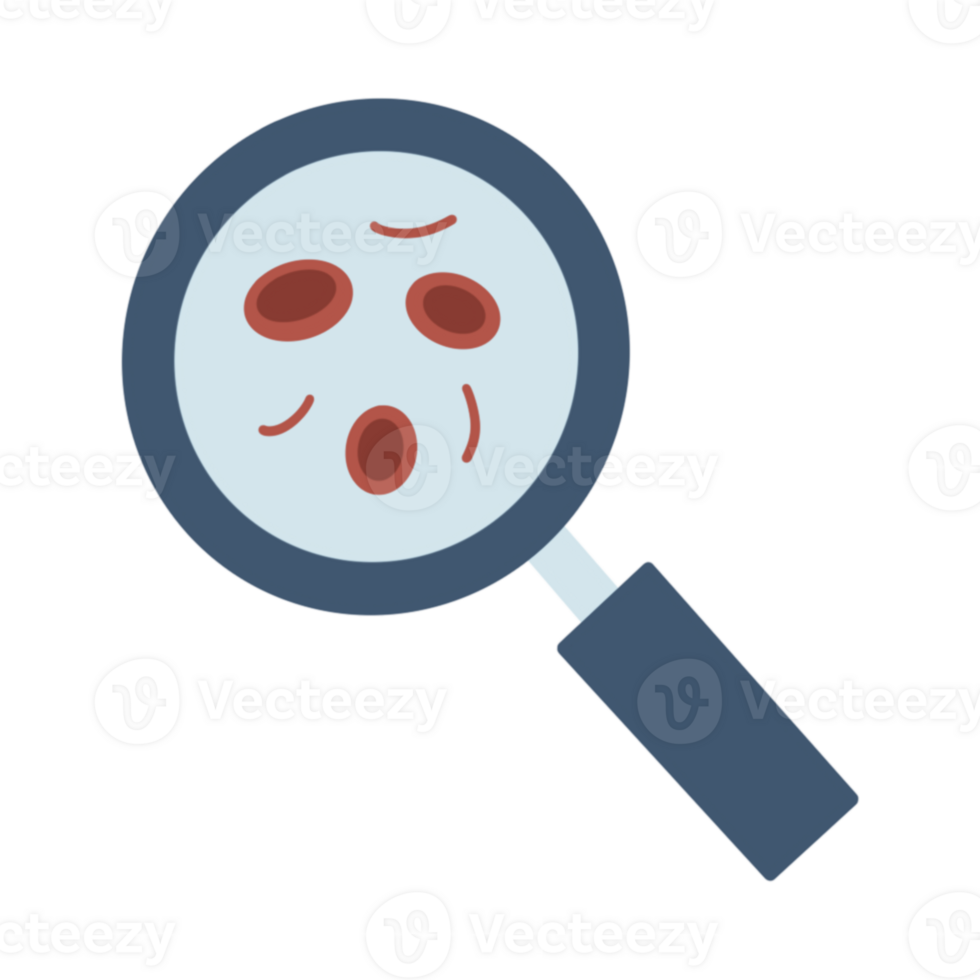 Magnifying glass icon with blood cells png