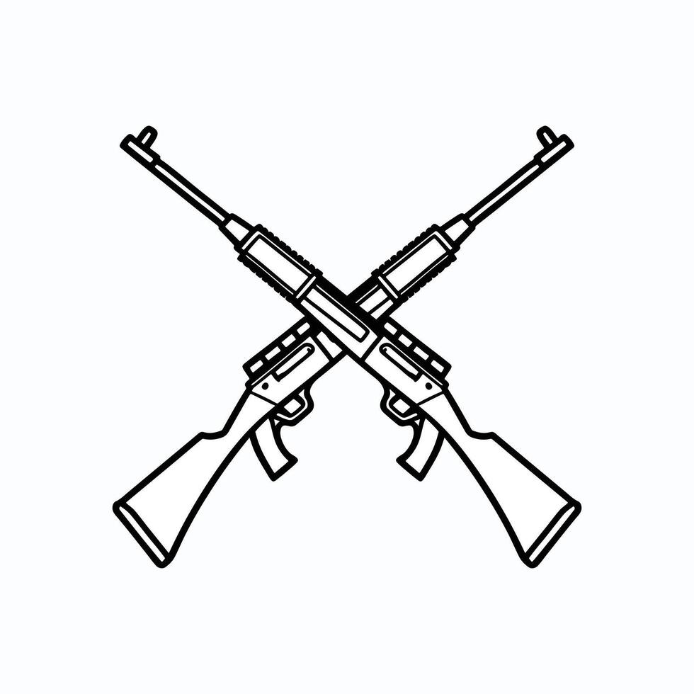 Rifle line art design icon vector