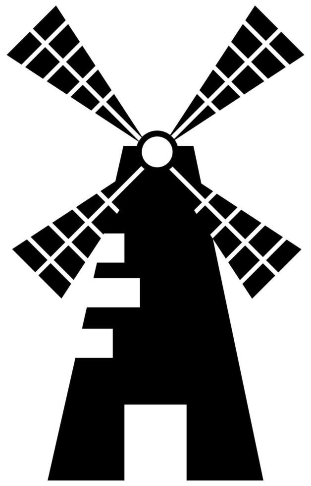 black and white windmill handdrawn vector