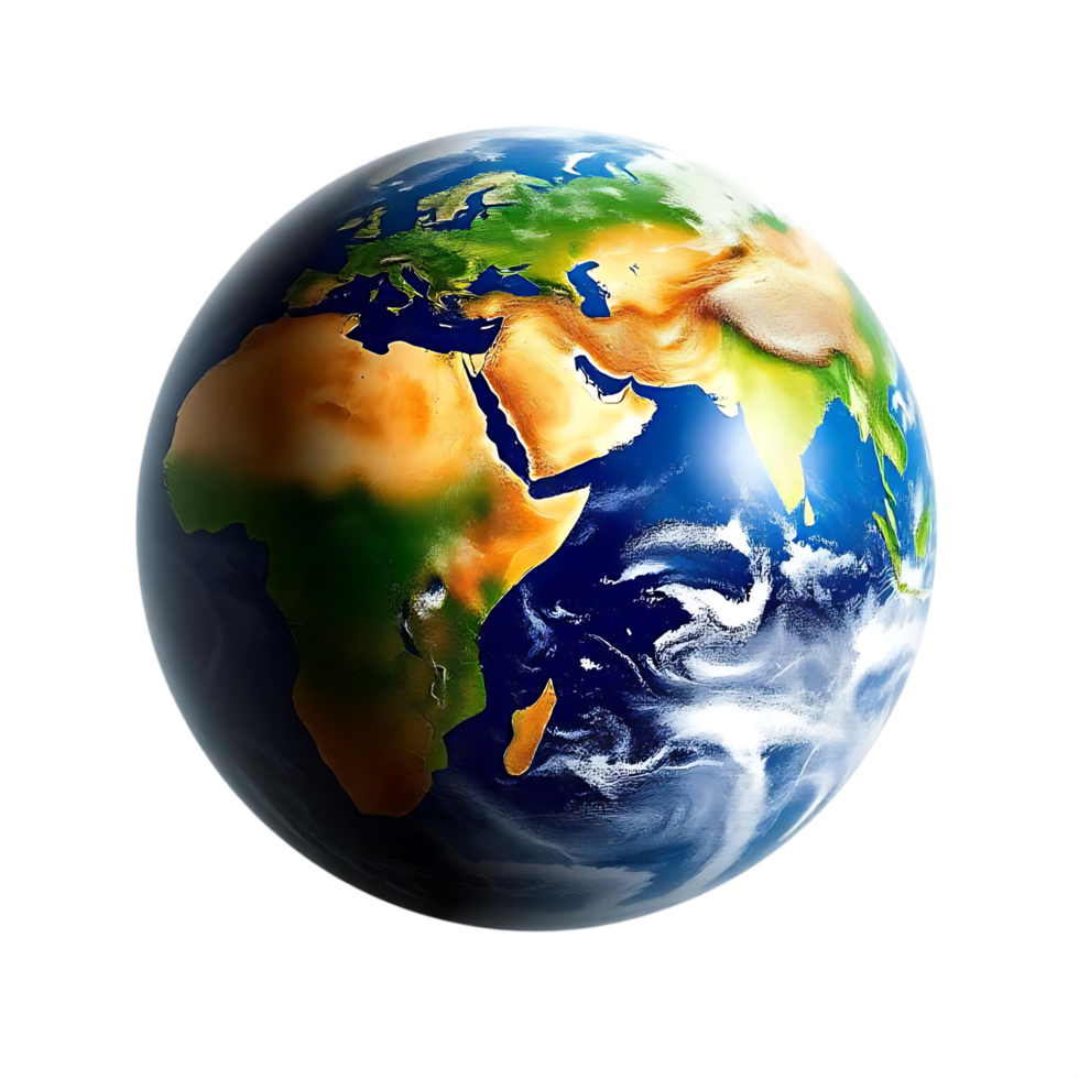 3D Earth with Africa and Europe Prominent png
