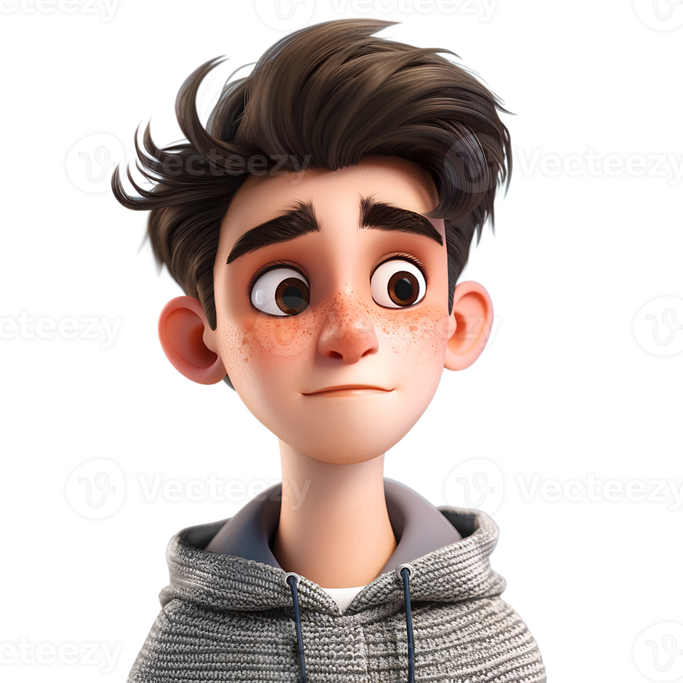 A cartoon image of a boy with a surprise look png