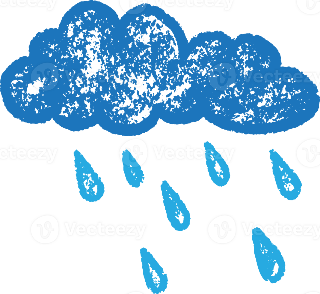 Crayon cloud. Pastel textured hand drawn kid illustration. Colored pencil sketch element. Rainy sky children scribbles. Weather cute decoration png