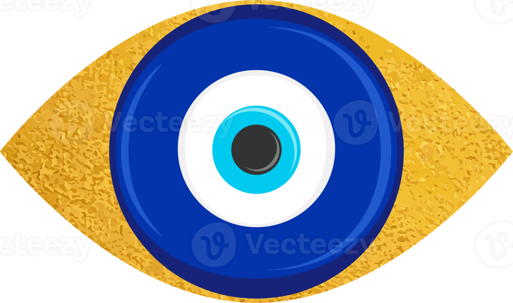 Evil eye blue Turkish symbol. Magic nazar bead. Greece and Turkish amulet esoteric design for luck and protection with golden frame png