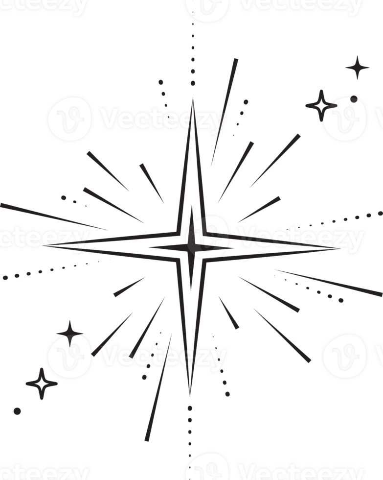 Line icons of stars. Sparks and shiny abstract glitter symbol with light effect. Minimal Y2K magic twinkles png