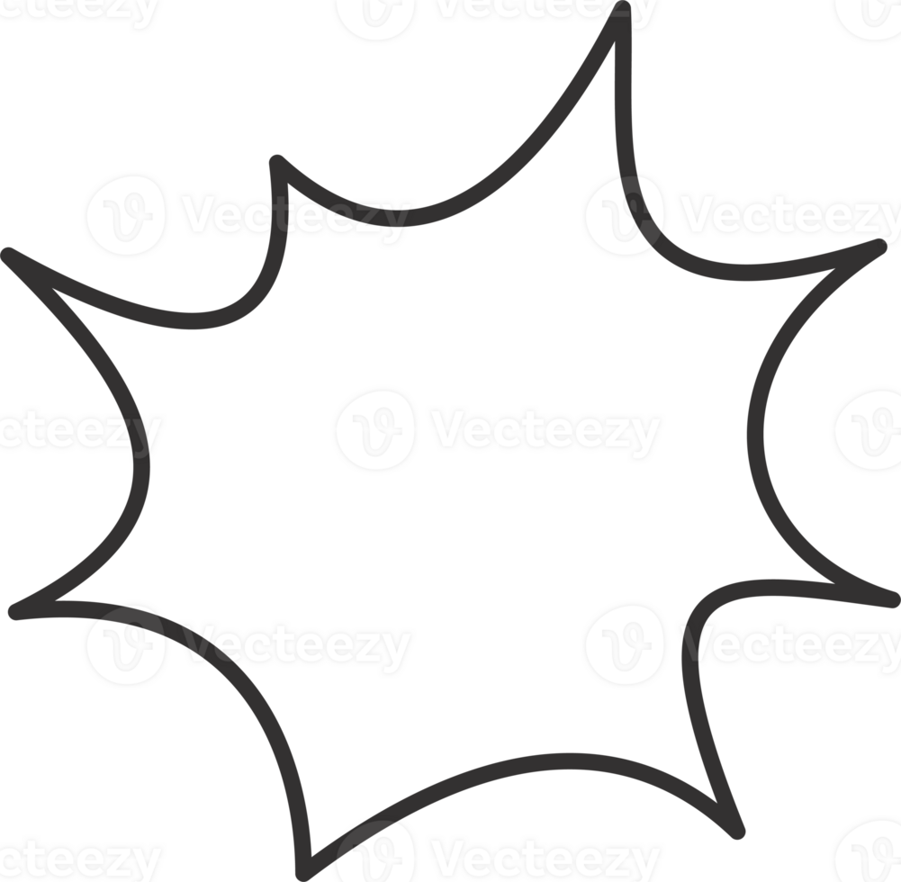 Comic speech bubble. Manga pop art outline frame for text. Box for dialog and messages. Chat shape of shock shout and scream actions. png